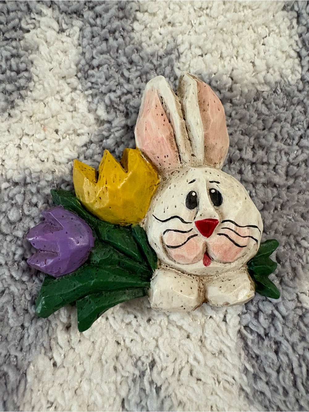 Vintage Easter Bunny with Tulips Midwest of Canon Falls by Eddie Walker Brooch